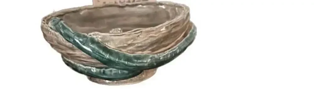 Handmade Artisan Ceramic Snake Decorative Bowl Whimsical, Jungle, Witchy